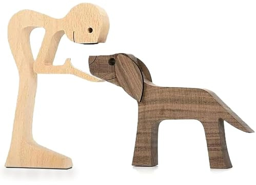 JINJUMEI Adornos Tallados en Madera para Cachorros, Estatua de Madera Hecha a Mano, Figura Artesanal de Madera pequeñas Decoraciones para Dormitorio Hogar, Oficina, Estante, Amantes de los Perros