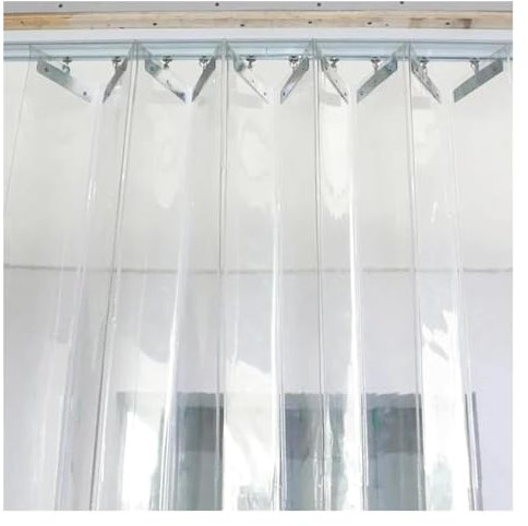 Cortina de Puerta corrediza Plegable de Tiras Transparentes, Cortina de plástico para Puerta, Cortina divisoria de Tiras de PVC Plegable, fácil de Instalar (120 x 350 cm)