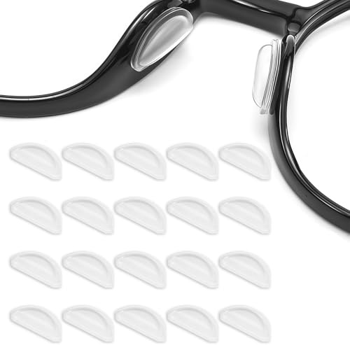 Aihoom Silicone Nose Pads for Glasses, 10 Pairs Glasses Nose Pads, Adhesive Anti-Slip Nose Pads for Glasses, Eyeglasses, Sunglasses (Clear)