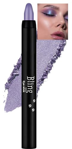 Waterproof Creamy Pearlescent Shimmer Eyeshadow Stick – Long Lasting Highly Pigmented Single Shade Eye Shadow Crayon, Soft Blendable Formula for Sensitive Eyes & Everyday Gradient Makeup (Purple)