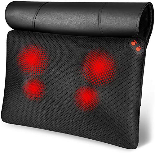 WOQQW Back Massager Neck Massage Pillow with Heat - Shiatsu Back Massager Present, Gifts for Women/Men/Mom/Dad - Deep Kneading Massage for Shoulder, Waist, Leg, Foot and Muscle