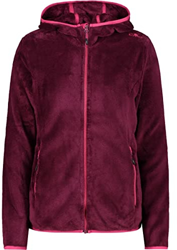 CMP - Giacca in Pile Highloft da Donna con Cappuccio Fisso, Amaranto, 44