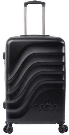 TOTTO - Maleta Rígida Mediana, Modelo Bazy+, 43.5 x 69 x 26 cm, Capacidad 64 L, Expandible, Alta Resistencia a Impactos, Ruedas 360º, Manija Telescópica, Correas Internas, Candado TSA, Color Negro