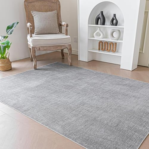 Evitany Kurzflor Teppich für Wohnzimmer Weiche -Teppiche Anti-Rutsch Teppich Große waschbar Schlafzimmer(Grau?80x150 cm)