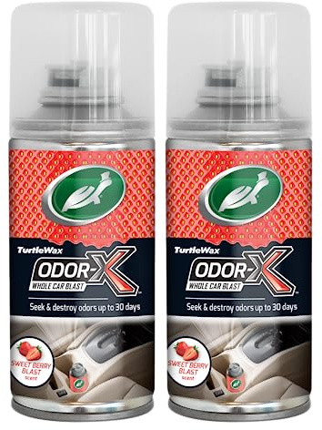 Turtle Wax 54089 Odor-X Whole Car Blast - New Car Experience Air Freshener & Odor Remover Car Bomb - Removes Unwanted Odors for up to 30 Days- Strawberry Scent (2 Pack)
