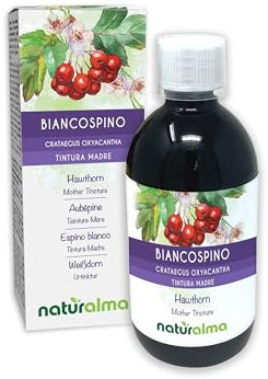 Weißdorn (Crataegus oxyacantha) Blüten und Blätter Alkoholfreier Urtinktur Naturalma - Flüssig-Extrakt Tropfen 500 ml - Nahrungsergänzungsmittel - Veganer