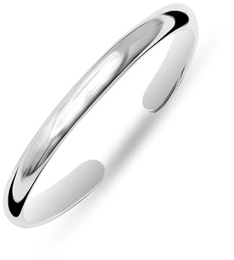 LeCalla 925 Sterling Silver Plain Dome Band Ring Hypoallergenic Stylish Toe Rings for Women Adjustable Minimalistic Foot Ring Jewelry for Women