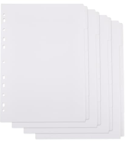 SUPERFINDINGS 20 Blatt A4 Papier Trennblätter 11 Loch Registerblätter Blanko Weißes Papier Index Trennblätter 29.8x22cm Indexseiten Registerkarte Für Planer Notizbücher
