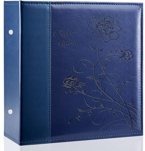 Miaikoe Fotoalbum 10x15 1000 Fotos Slip in, Extra große Kapazität Leder Cover Bilderalben hält 1000 horizontale und vertikale 10x15cm Landschaft Fotos für Hochzeit Familie (Blau)