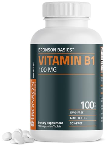 Bronson Vitamin B1 100mg, Non-GMO, 100 Vegetarian Tablets