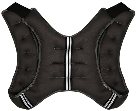 Lacers Petrolline - Gilet in neoprene regolabile da 3 a 10 kg, nero, per fitness, allenamento della forza, crossfit, jogging, con spalline, strisce riflettenti e tasca (nero, 5 kg)