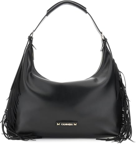 CAFèNOIR - Borsa A Spalla Con Frange E Logo Sul Davanti, Da Donna, Colore Nero, Taglia Onesize