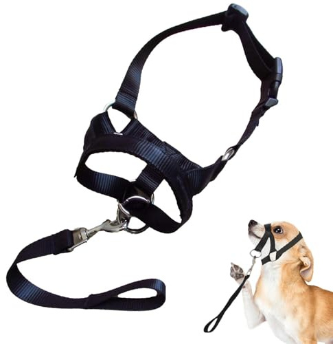 Museruola per cani, cavezza regolabile in nylon, protezione per bocca in