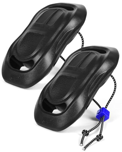 OCEANBROAD EVA Boat Fenders 2 Pack, 17 x 8 Boat Bumpers for Docking, with Quick-Lock Rope & Strap, Black, Fit for Pontoon, Jon, Ski and Fishing Boats, Marine-Grade Foam for Hull Protection
