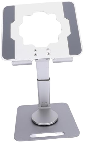 Oreilet Tablettställ för Skrivbord, Vridbart Bildskärmsställ i aluminium. Vikbart Bordstelefon Tabletthållare Ihålig med 360 Roterande Bas, för Mobiltelefon, Ritning (Silver)