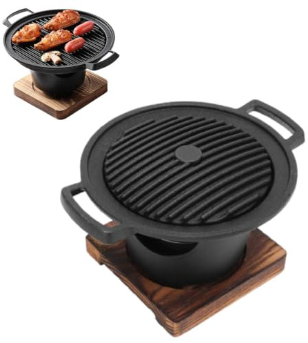 Griglia Hibachi in ghisa, piccola griglia a carbone portatile da tavolo Mini stufa per barbecue per famiglia coreana per cucinare da picnic in campeggio