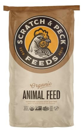 Scratch and Peck Feeds Whole Grain Grower Mash + Corn Turkey Feed - 40 lbs Bag - Soy-Free - 20.5% Protein, Certified Organic and Non-GMO Project Verified Turkey Food