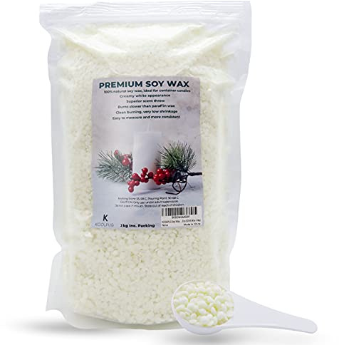 KOOLPUG Soy Wax, 100% Natural Soy Candle Wax Beads, SOYA Wax for Candle Making, Vegan Friendly Wax for DIY Candle Making, Works Well in Votives, Containers, and Pillars (2KG)