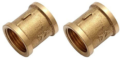 Manicotto in Ottone 2 Pezzi, Manicotto Ottone, Raccordi a Vite Femmina, 1/2 Muff Di Collegamento Tubo Filettato Femmina, 1/2