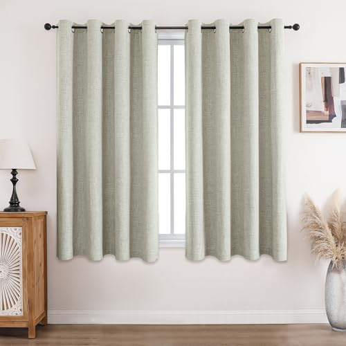 CUCRAF 100% Blackout Curtains Dark Green Thermal Eyelet Curtains 54 Inch Drop 2 Panels Soft Texture Energy Saving Sun Blocking for Bedroom Living Room 46 X 54 Inch