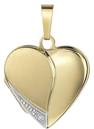 JEVELION Gold Medaillon Anhänger 333 Gold 8 Karat Herz-Amulett für 2 Bilder zum Öffnen + Halskette