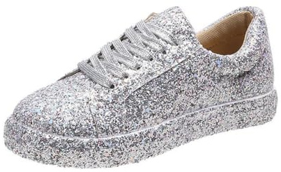 Ulalaza damsneakers med fashionabel stjärna, glittrande, glittrande, fashionabla, glänsande, casual, bling-paljetter, konsertskor, segelduk, vadderad, för promenader, för bröllop, fest, nattklubb, S6