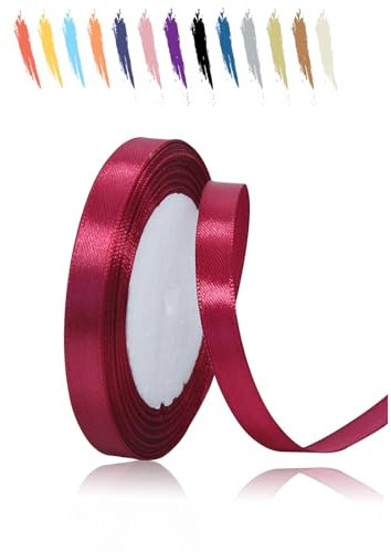 Helles Weinrot 10mm Satinband 23 Meter, Polyesterband, verschönern Sie Ihre Bastelarbeiten und Feiern, ideal für Geschenkverpackungen, Dekorationen, Hochzeitsautoband, Bänder zum Basteln