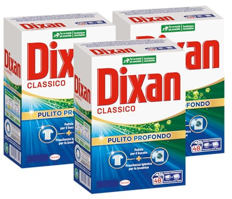 Dixan Detersivo Lavatrice Polvere Classico, 3 confezioni da 48 lavaggi