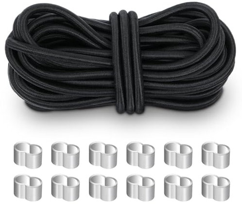 Minnhua 10m Cuerda Elastica Negro,7.5mm Cuerdas para Sujetar Lonas de Goma para Fijación Lonas Remolques, Lonas Piscinas, Lonas Yates, Lonas Camiones, Toldos y Lonas Publicitarias