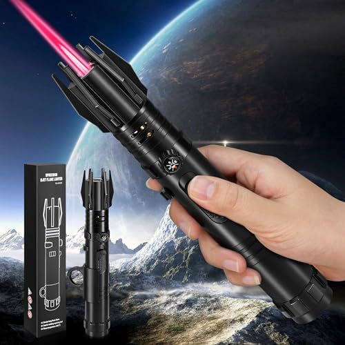 Lafagiet Storm Feuerzeug, Windproof, Long Stick Jetflame Feuerzeuge, Verstellbare Butangas Feuerzeug mit Kompass für Brulee, Stoven, Heimkerze, Küche (Kommen in leer!)