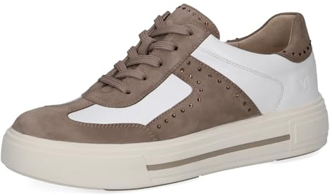 CAPRICE Sneaker da Donna Bassi in Pelle con Strass, Marrone (Mud/White), 37,5 EU