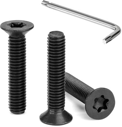 Tunejoy Viti a Testa Svasata M6 x 30 mm Vite Torx Nero Bullone a Macchina in Acciaio Inox A2 V2A Viti a Testa Piatta con Chiavi a T30 Filettatura Completa 30 pezzi