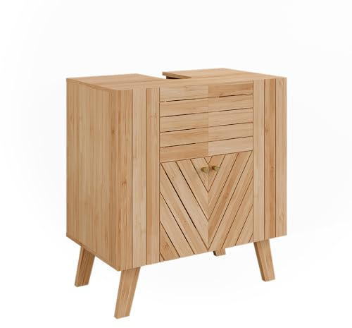 Vicco Meuble sous lavabo Lucie, Bambou, 60x65cm avec 2 Portes