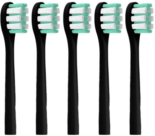 Confezione da 5 testine di ricambio compatibili con 7MAGIC testine di ricambio, adatte per spazzolino elettrico D36, colore nero