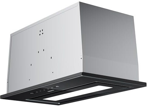 CIARRA CBCB5931B Hotte Aspirante Encastrée 52cm - Contrôle Gestuel & Tactile - 460 m³/h - 3 Vitesses - Hotte Intégrée Noire avec Filtre à Charbon CBCF055 - Évacuation/Recyclage - Classe A