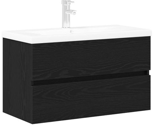 vidaXL Diskho skåp med dörr Svart ek 80 x 39 x 62 cm Konstruerat trä, Badrumsförvaring, rektangulär handfatsskåp, moderna organiserare, eleganta möbler, platsbesparande