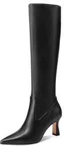 QUEEN HELENA Stivali Alti a Punta con Tacco Medio Casual Eleganti Donna K4077 (Nero, Sistema Taglie Calzature EU, Adulto, Donna, Numero, Media, 38)