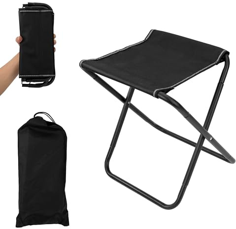 Tunejoy Camping Hocker Tragbarer Klapphocker für Angeln Reisen Wandern Grillen Garten Strand Schwarz 30x10cm