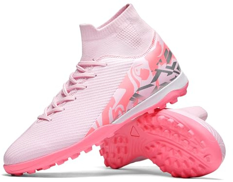 Saynnie Soccer Cleats for Mens Womens Turf Indoor Soccer Shoes Unisex High Ankle AG TF Football Boots Youth Baseball Rugby Training Shoes (2606 Fen TF 38)