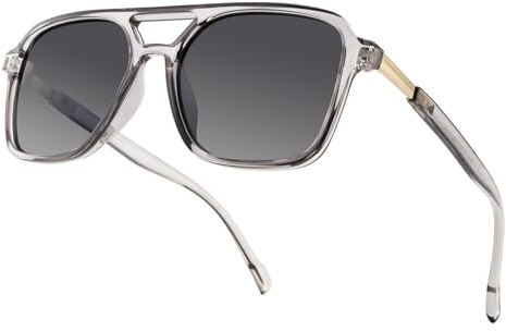 OKH Gafas de Sol Polarizadas para Hombre y Mujer – Montura Cuadrada Clásica, Ligeras, Protección UV400 (Gris/Gris)