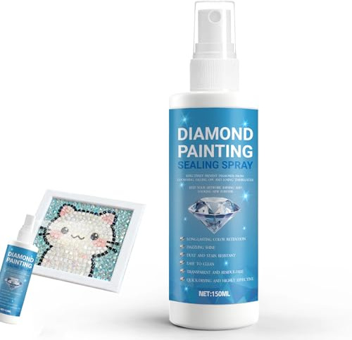 Colla Diamond Painting, Spray Colla per Diamond Painting, Diamond Painting Accessori, Sigillo Forte, Consente ai Dipinti di Diamanti di Rimanere Chiari e Brillanti a Lungo, Trasparente, 150ml