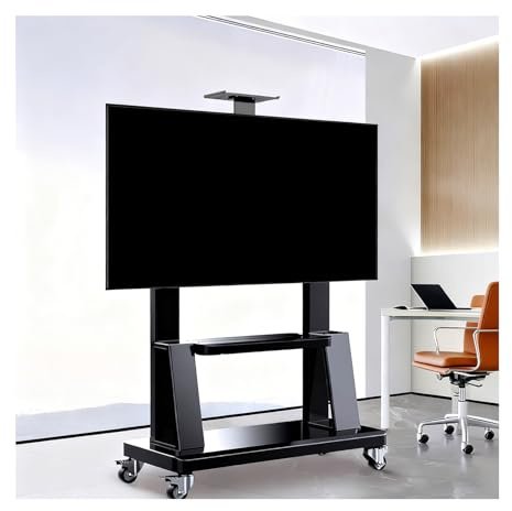 HBOOMOEM Rullbar Tv BäNk Hjul，BäRbar Rullande Tv-Vagn På Hjul，Mobil Tv-Stativ Rullande Tv-Vagn ，HöJdjusterbar, Golvmonterad, Utrustad Med 360° LåSbara Hjul.(B 32-70in)