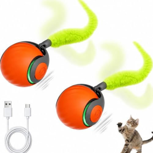 2PCS Juguetes Interactivo Pelota para Gatos,2 Modos Inteligentes Rodante