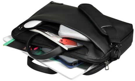 Port Designs Zurich Top Loading Padded Case Shoulder Bag for 14/15.6-Inch Laptops, Black