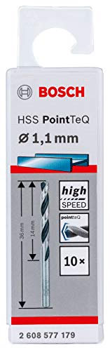 Bosch Professional 10-Piece PointTeQ HSS Twist Drill Bit (for Metal, 1.1 x 14 x 36 mm, Drill Driver Accessories)