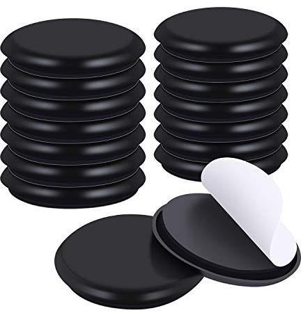 Ezprotekt Ø 60 mm självhäftande filtglidare, möbelglidare för att flytta möbler på matta, svart, 16 stycken filtglider för stolar, möbelglidare, självhäftande filt, med idealisk vidhäftningsförmåga