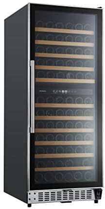 Respekta Weinkühlschrank freistehend für 122 Standardflaschen / Einbaufähig / 320 L Nutzinhalt / 2 Temperaturzonen / Touch Control / LED Leuchte / Wechselbarer Türanschlag / 43 dB / WKS 122-19