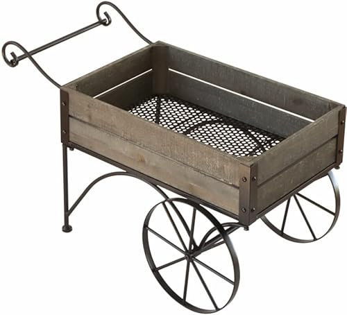 Chaks 12702, Très Grande Brouette Vintage en Bois et métal avec 2 Roues 63cm