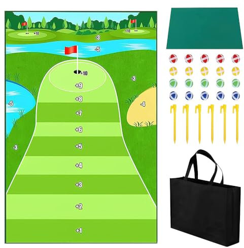 IXYHKB Golf Spielset, Golf Abschlagmatte Spiel, 31.5 * 59 Inch Golf-Spielmatte mit 20 Bälle, Golf Trainingsmatte Golfschwung, Golf Training Matte Indoor Outdoor für Kinder Erwachsene Familie