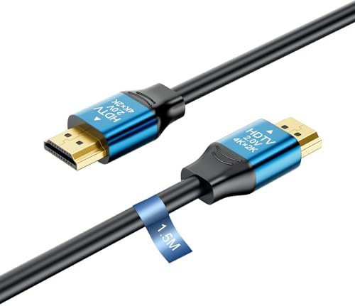 VoltWave cable hdmi 2.0 câbles hdmi HD 4kX2k 60hz 18Gbps supportant le format 3D Convient aux ordinateurs portables, moniteurs, projecteurs, téléviseurs HD, PS5,et autres. 1.5M câbles (HDMI-1.5M)